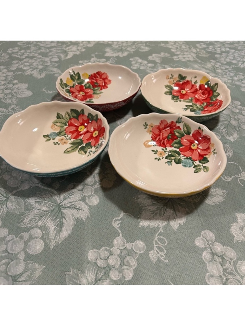 The Pioneer Woman Pasta Bowl Set in Teal, Yellow, Green and Red Serving Bowls~4